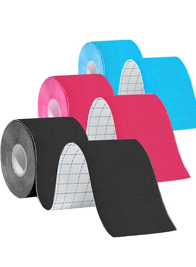 3 Rolls Waterproof Breathable Kinesiology Tape, Athletic Elastic Kneepad Muscle Pain Relief Knee Taping for Gym Fitness Running Tennis Swimming Football - Image 1
