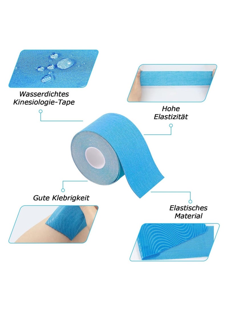 DELGREEN Tape Sports Tape for Muscles, 5 m x 5 cm, 3 Rolls (1 x Blue, 1 x Pink, 1 x Black) Kinesiology Tapes Waterproof & Elastic for Sports - Image 3