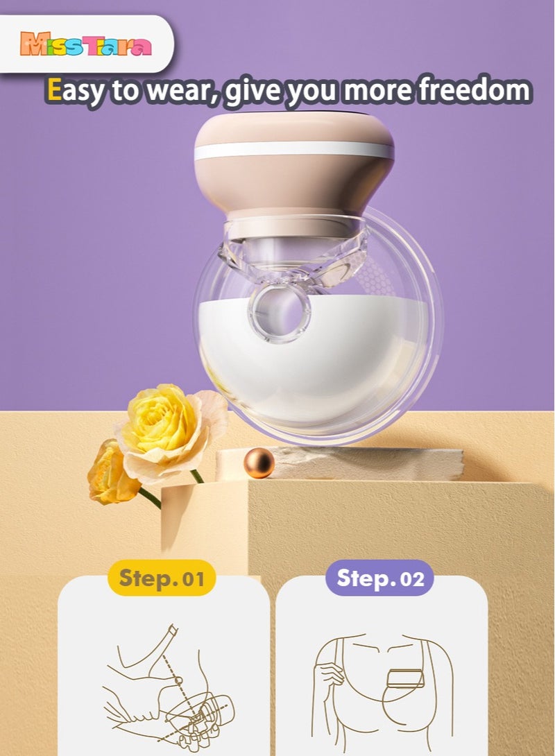 MissTiara مضخة ثدي يمكن ارتداؤها، مضخة ثدي بدون استخدام اليدين، ضوضاء منخفضة وغير مؤلمة، 3 أوضاع و9 مستويات مضخة ثدي كهربائية محمولة - Image 5