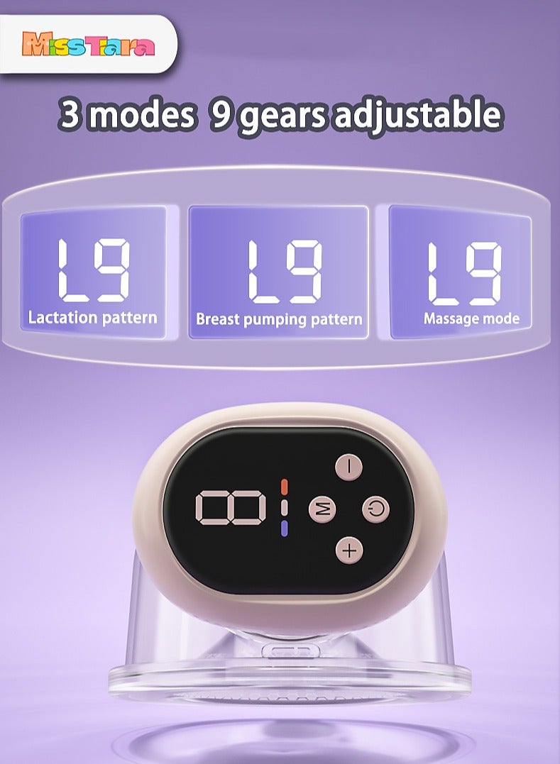 MissTiara مضخة ثدي يمكن ارتداؤها، مضخة ثدي بدون استخدام اليدين، ضوضاء منخفضة وغير مؤلمة، 3 أوضاع و9 مستويات مضخة ثدي كهربائية محمولة - Image 3