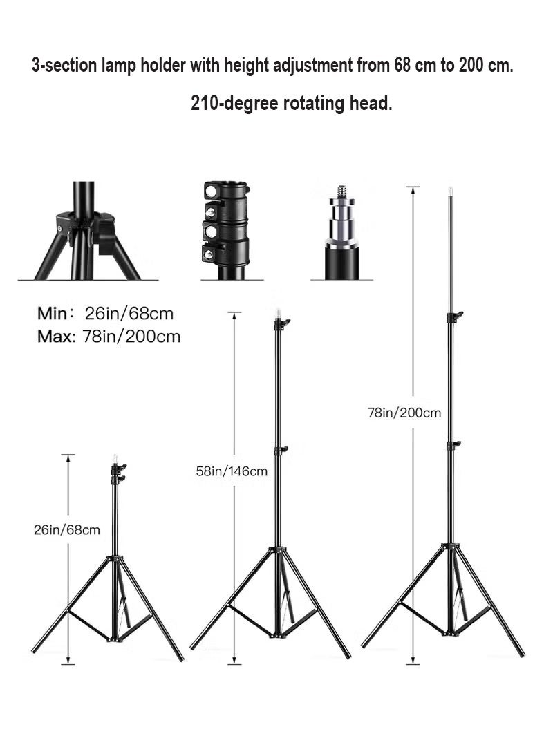 Softbox Photography Lighting Kit with 200W Tri-Color LED Bulb, Color Temperature 3000-6500K, Suitable for Photo Studio, Weddings, Products - Image 3
