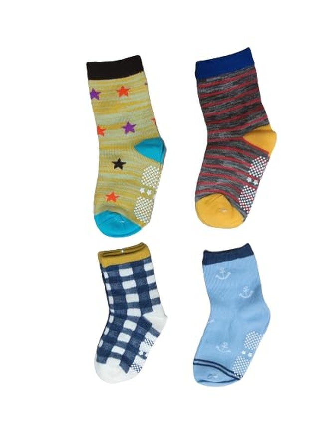 Dazzlia ankle grip socks antiskid antislip socks for boys and girls (IN, Age, 0 Months, 6 Months, 4) - Image 1