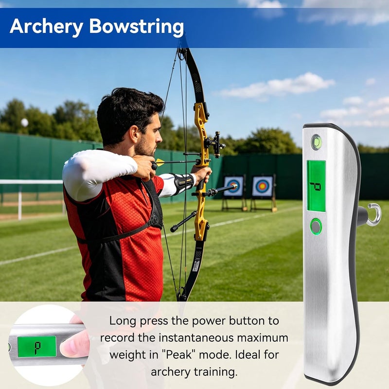 VOPOCO Digital Luggage Scale 110lb Archery Bow Scale with Peak Hold Mode, Fish Scale with 3 ft Tape Measure, Backlit LCD Display, Portable Handheld Hanging Scale for Travel, Fishing, Hunting, Home Use - Image 3
