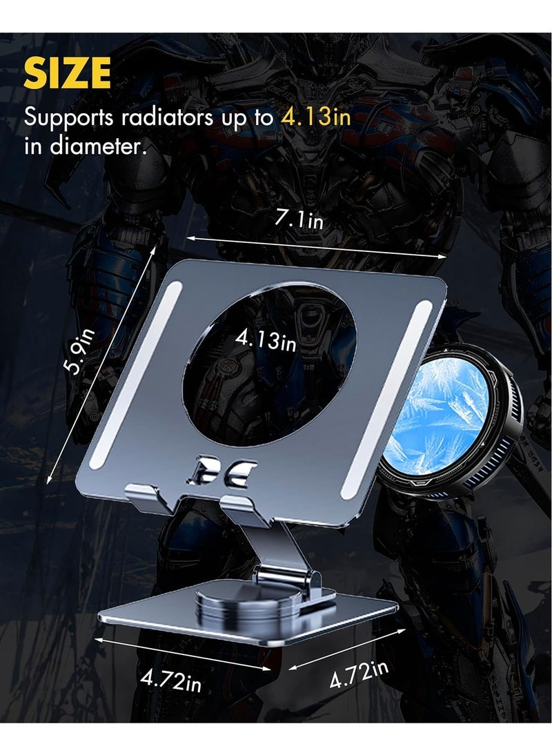 iPad Cooler, Magnetic Tablet Cooler Compatible with Surface Pro/Samsung Tab/Steam Deck, Universal Radiator with Temperature Display for Mobile Gaming, Live Streaming (Radiator + Rotating Bracket) - Image 2