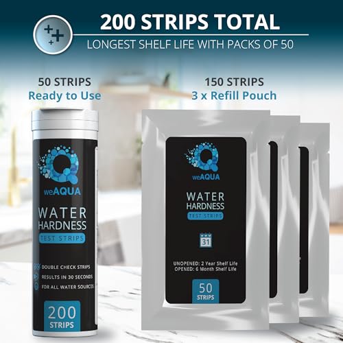 WeAQUA DoubleCheck Water Hardness Test Kit 200 Strips with Sample Cup - Hard Water Testing Strips (0-25 gpg / 0-425 ppm) - Image 3