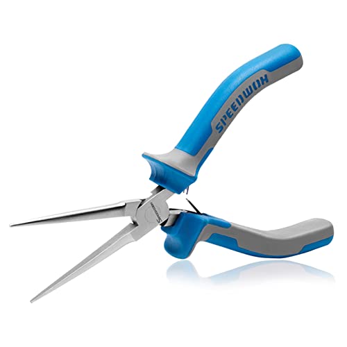SPEEDWOX 6 Inches Needle Nose Pliers Mini Extra Long Nose Precision Nippers Thin Flat Jaws Micro Functional Precision Wire Looping Fine Pliers with Spring Craft Small Jewelry Making Tools - Image 1