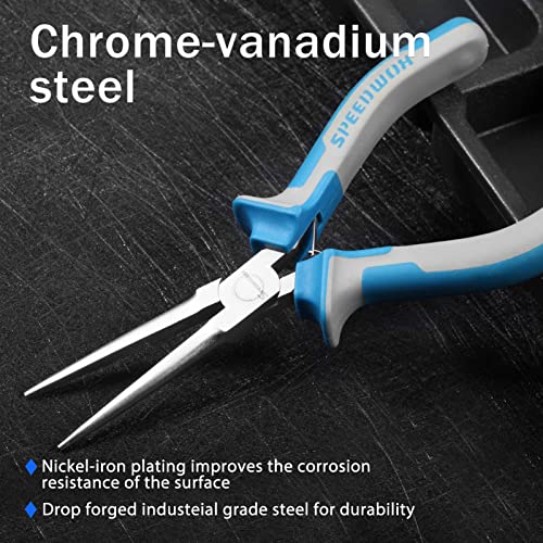 SPEEDWOX 6 Inches Needle Nose Pliers Mini Extra Long Nose Precision Nippers Thin Flat Jaws Micro Functional Precision Wire Looping Fine Pliers with Spring Craft Small Jewelry Making Tools - Image 2