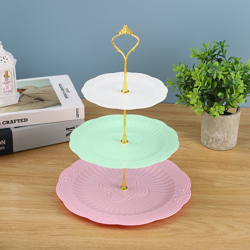 Creative European Afternoon Tea Dessert Tray Dessert Table Decoration Cake Plate Three-Layer Cake Stand Creative Multi-Layer Plastic - Image 5