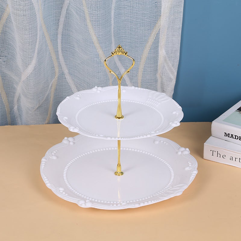 Creative European Afternoon Tea Dessert Tray Dessert Table Decoration Cake Plate Three-Layer Cake Stand Creative Multi-Layer Plastic - Image 1