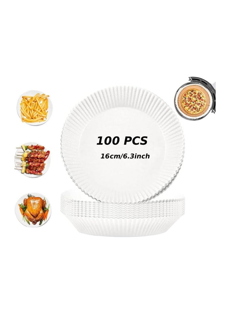 MOMENT 100pcs Air Fryer Disposable paper Liner, Air Fryer Liners Round, Baking Paper for Air Fryer Water-proof, Parchment Paper for Baking Roasting Microwave,16cm/6.3inch - Image 1