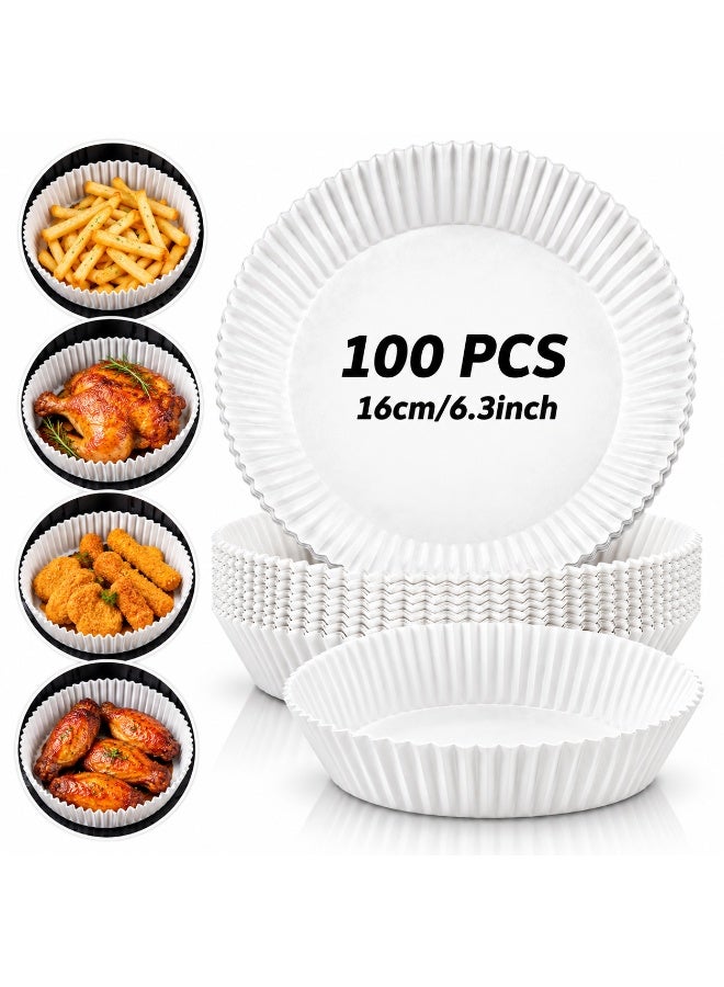 MOMENT Air Fryer Paper Liners 100 Pcs, 16cm/6.3in Round Disposable Non-Stick Parchment Paper Liners, Oil-Proof & Waterproof Baking Paper for Air Fryer, Oven & Microwave - Image 1