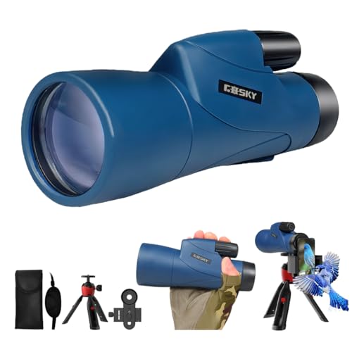 Gosky Monoculars Telescope 12x55 HD Monocular for Adult with BAK4 Prism FMC Lens Lightweight Monocular with Smartphone Adapter Suitable for Bird Watching Hunting Blue - Image 1