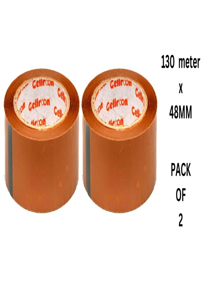 Cellroon Brown Cello Tape For Packing (2 Inch/130 Meter) Bopp Self Adhesive Tape Rolls, Packaging Tape For Home, Office, And Industrial Use (Pack Of 2) - Image 2