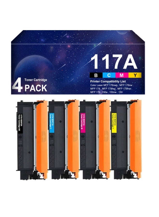 خراطيش الحبر 117A مع استبدال رقاقة ل 117A 117 W2070A W2071A W2072A لون ليزر MFP 179fwg 178nwg 179fnw 178nw 150a 150nw 179 178 150 (أسود سماوي أصفر أرجواني) - Image 1