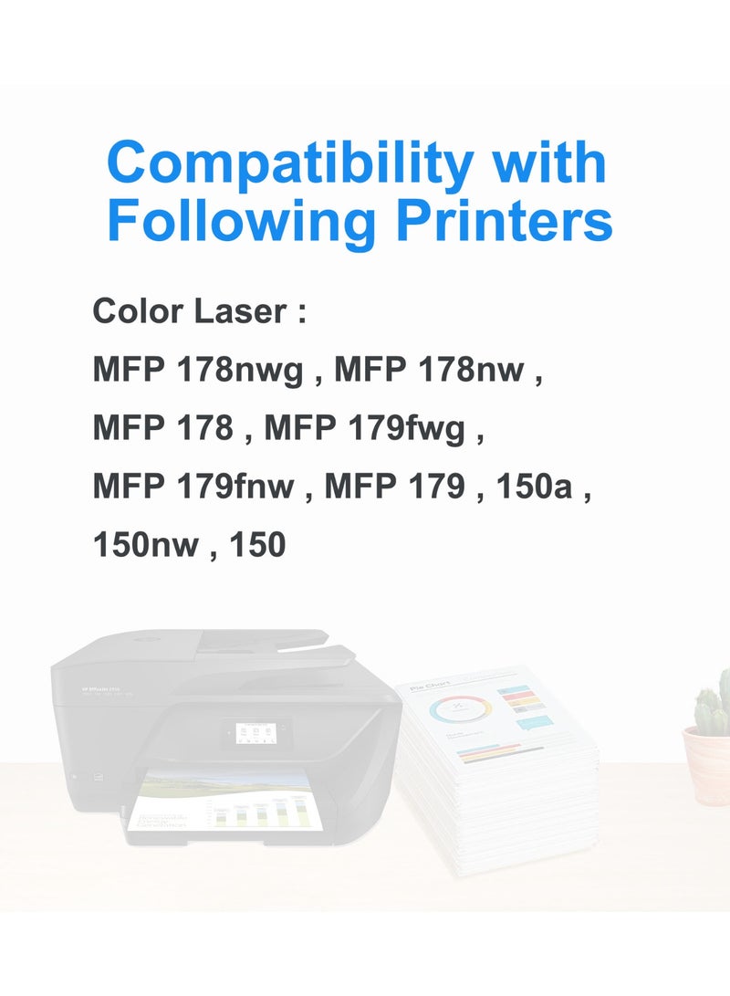 خراطيش الحبر 117A مع استبدال رقاقة ل 117A 117 W2070A W2071A W2072A لون ليزر MFP 179fwg 178nwg 179fnw 178nw 150a 150nw 179 178 150 (أسود سماوي أصفر أرجواني) - Image 2