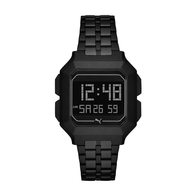 PUMA Digital Quartz Watch for Women With Black Stainless Steel Band- 3 ATM - PU P5017