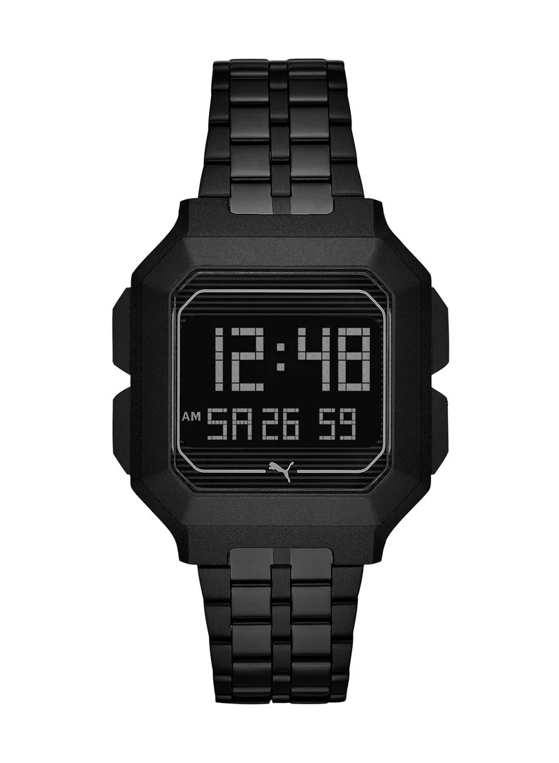 PUMA Digital Quartz Watch for Women With Black Stainless Steel Band- 3 ATM - PU P5017