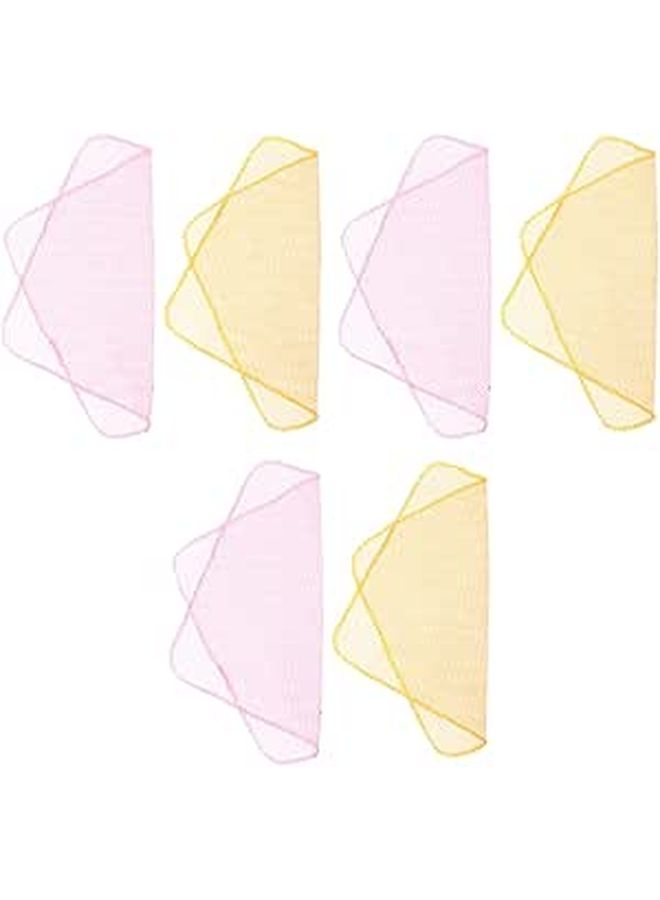 Housoutil Non Oily Mesh Dishcloth Set 6pcs Yellow Pink Kitchen Wiping Cloths - Image 1