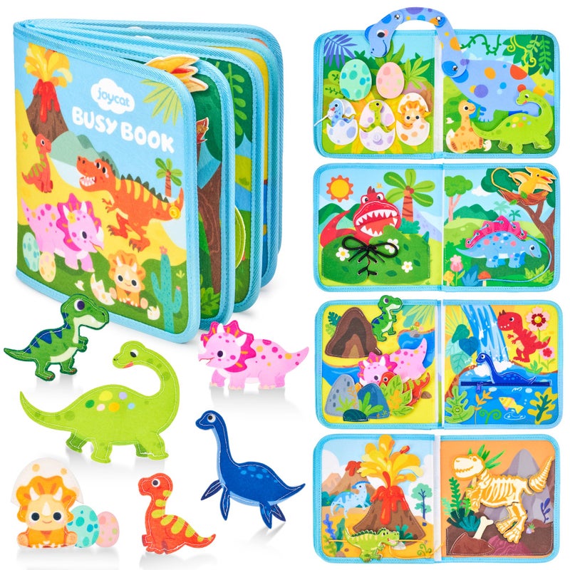 JoyCat Dinosaur Toddler Busy Book Busy Board for 2 3 4 5 Year Old Travel Toy Quiet Activity Book Life Skills Fun Games Autism Sensory Toy Toddler Easter Basket Stuffers Gifts - Image 2