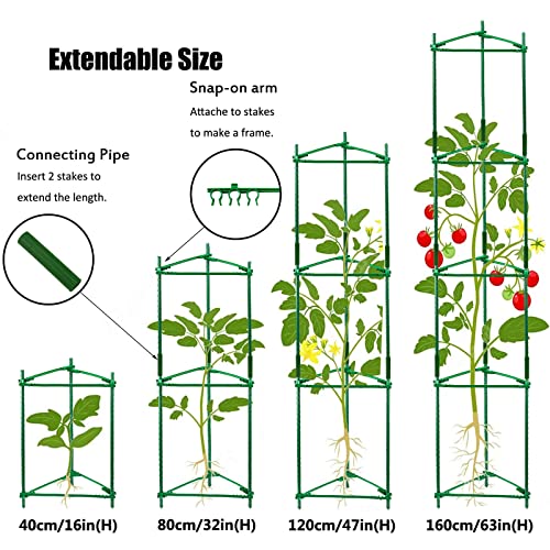 Orgrimmar Tomato Cages Garden Plant Support Stakes Outdoor Vegetable Trellis for Vertical Climbing Plant Up to 63“,3 Packs - Image 2