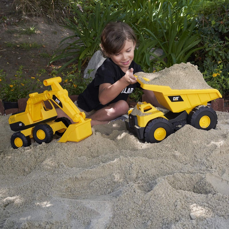 CAT Construction Toys Construction Tough Rigs 15" Dump Truck & Excavator Set Toys 2 Pack Ages 3+ | Kid Powered Caterpillar Vehicle Set | Indoor or Ourdor Play | No Batteries Required - Image 5