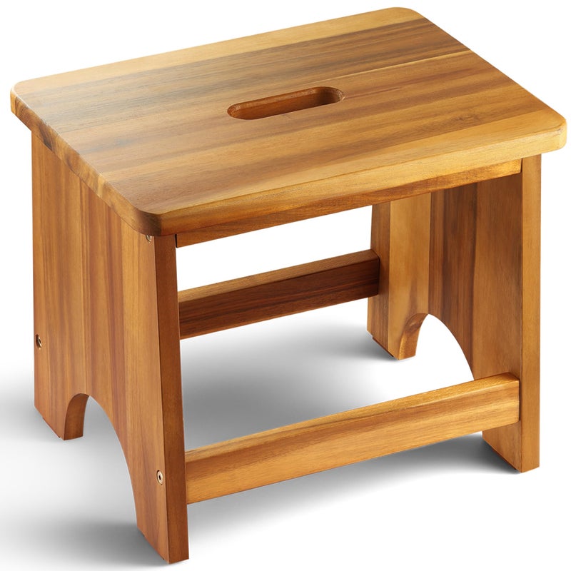 FANATU Wooden Step Stool 13 Heavy Duty Stepping Stool for Adults with Handle Nonslip  Durable Design Supports up to 500lbs for Bedroom or Kitchen
