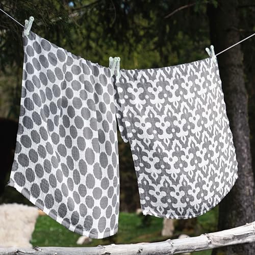 Bacati - 4 Pack Ikat Baby Swaddle Blanket Girls Swaddle Wrap Soft Breathable Cotton Muslin Swaddle Blankets Receiving Blanket for Girls, Large 45 x 45 inches (Dots/Leopard Pink/Grey) - Image 4