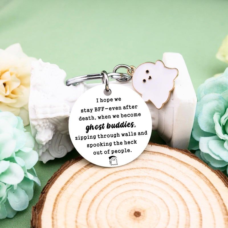 igvean Friend Gifts Ghost Keychain Valentine's Day Gifts for Friend Friendship Gift for Women Friends Birthday Christmas Gift for Bestie BFF Sister Coworker Classmate Cute Halloween Basket Stuffers - Image 4