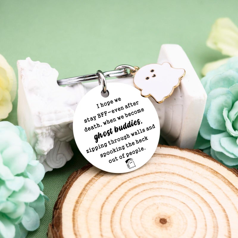 igvean Friend Gifts Ghost Keychain Valentine's Day Gifts for Friend Friendship Gift for Women Friends Birthday Christmas Gift for Bestie BFF Sister Coworker Classmate Cute Halloween Basket Stuffers - Image 3