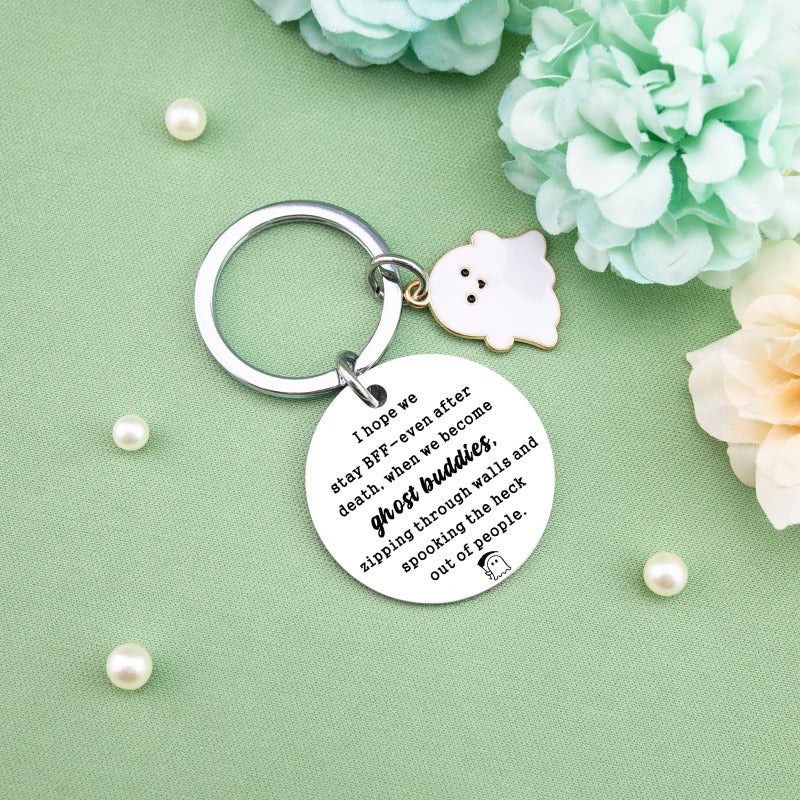 igvean Friend Gifts Ghost Keychain Valentine's Day Gifts for Friend Friendship Gift for Women Friends Birthday Christmas Gift for Bestie BFF Sister Coworker Classmate Cute Halloween Basket Stuffers - Image 2