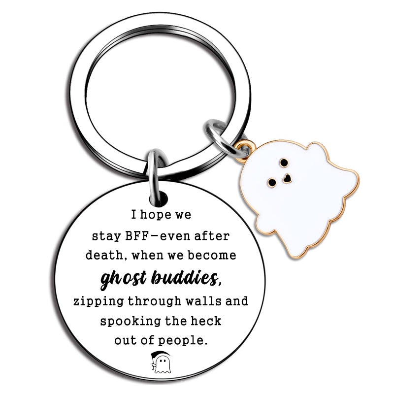igvean Friend Gifts Ghost Keychain Valentine's Day Gifts for Friend Friendship Gift for Women Friends Birthday Christmas Gift for Bestie BFF Sister Coworker Classmate Cute Halloween Basket Stuffers - Image 1