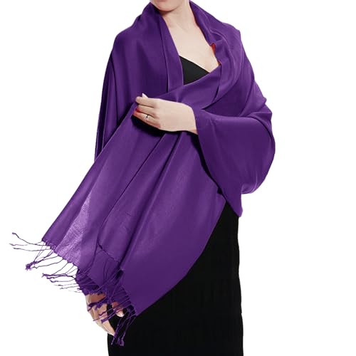 TZ Promise Women's Pashmina Shawls and Wraps for Evening Dress Soft Wedding Bridal Winter Warm Long Large Scarves (Purple) - Image 1