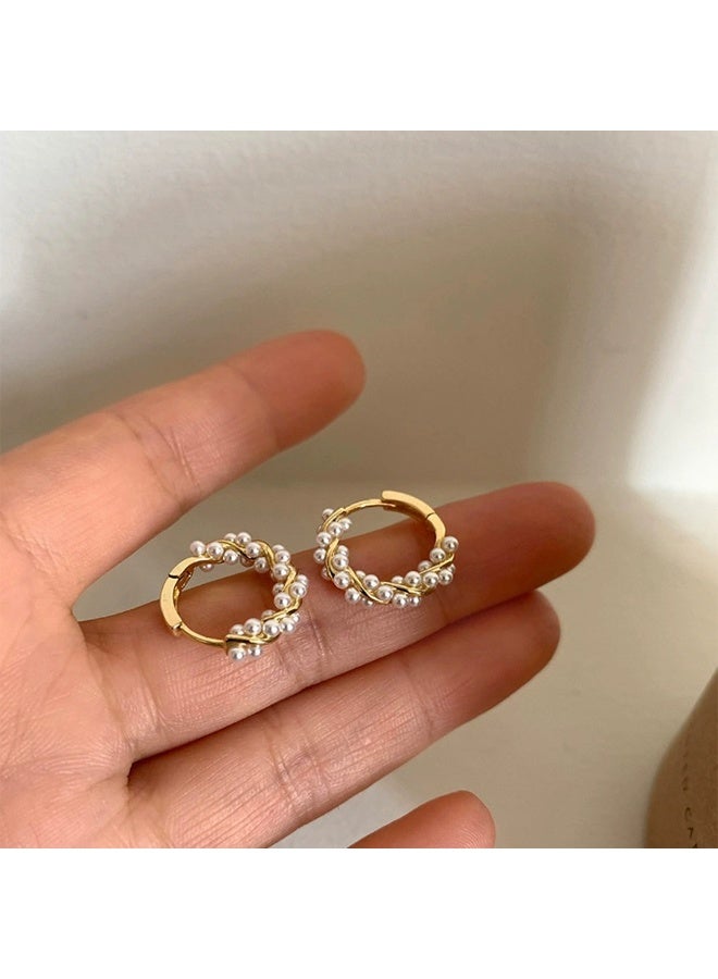 Home Clearance Sale Elegant French-Inspired C-Shaped Faux Pearl Hoop Earrings for Women - Versatile & Chic, Perfect for Casual Attire or Parties, Pearl, Trendy - Image 4