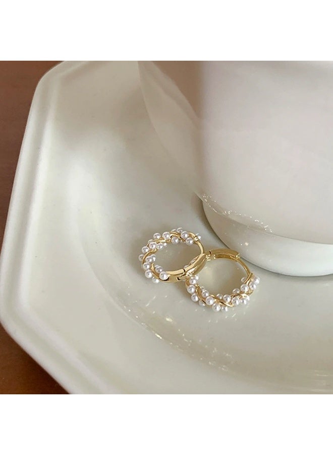 Home Clearance Sale Elegant French-Inspired C-Shaped Faux Pearl Hoop Earrings for Women - Versatile & Chic, Perfect for Casual Attire or Parties, Pearl, Trendy - Image 3