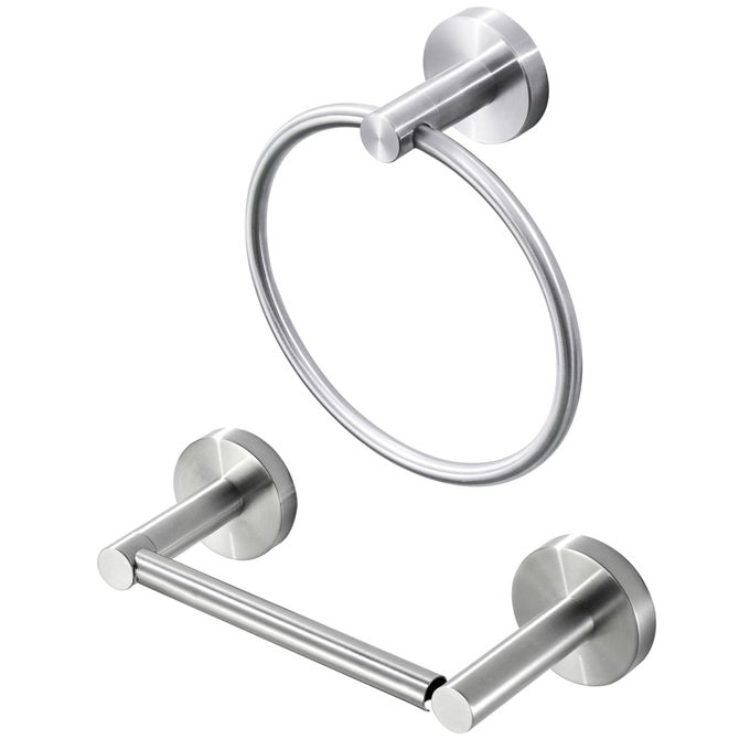 BRUSHED NICKEL TOILET PAPER HOLDER TOWEL RING HAND TOWEL HOLDER AND TOILET ROLL HOLDER DOUBLE POST PIVOTING BATHROOM ACCESSORIES WALL MOUNTED BATHROOM HARDWARE SET STAINLESS STEEL 2 PIECES
