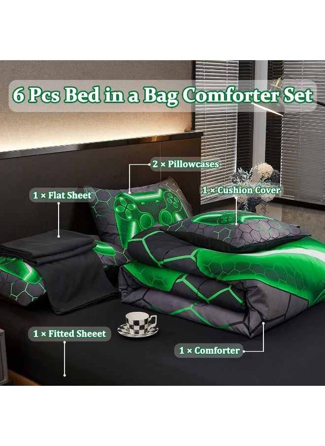 Generic - Tasselily Game Console Comforter Set (Green, Twin-6Pcs) - Image 1