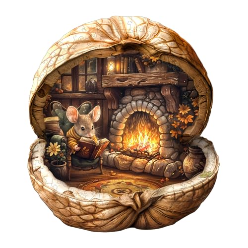 WOODBESTS Wooden Puzzles for Adults Mouses Walnut House Mouse Wooden Jigsaw Puzzle Unique Animal Wood Puzzles Adult Xmas Gifts for Puzzle Lovers265 Pcs L 134x119 - Image 1