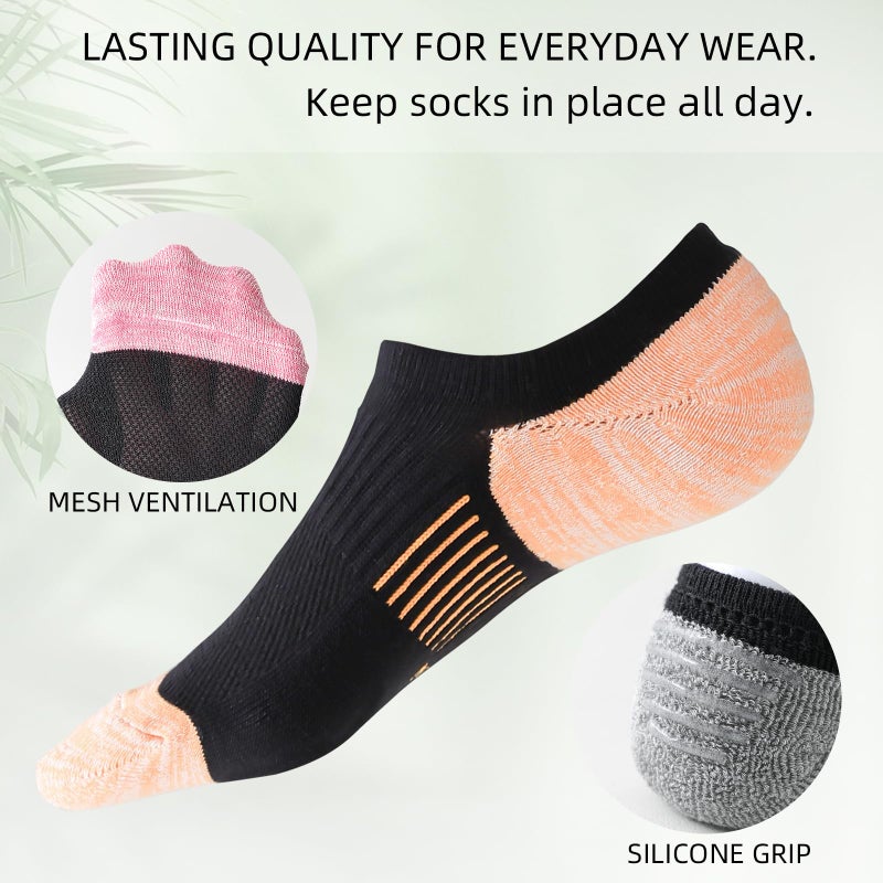 EPEIUS Thick No Show Socks for Women Athletic Ankle Socks Cushioned Running Low Cut Non Slip Invisible Liner Size 5-8 (Black 2 6 Pairs M) - Image 5