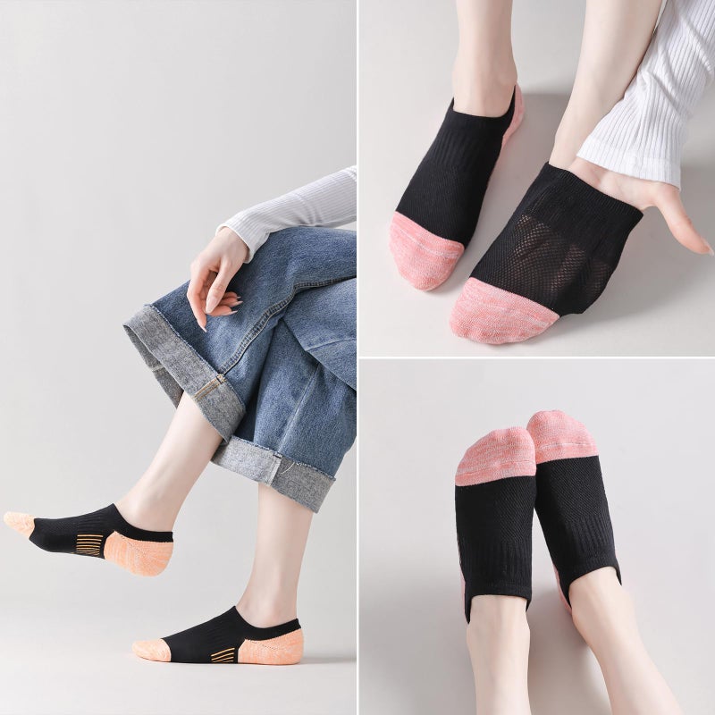 EPEIUS Thick No Show Socks for Women Athletic Ankle Socks Cushioned Running Low Cut Non Slip Invisible Liner Size 5-8 (Black 2 6 Pairs M) - Image 2