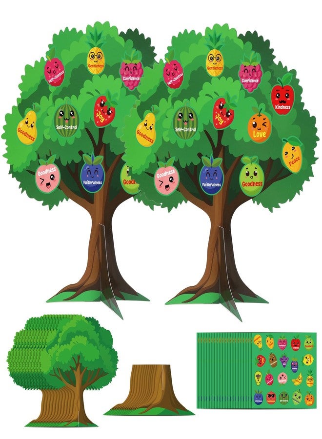 BLSUREFYX 36 Set Fruit of The Spirit Tree 3D DIY Christian Religious Learning Fruit Tree Make Your Own Fruit Bible Accent Tree for Easter Preschool Toddler Kid VBS Sunday School Classroom Party Supplies - Image 1