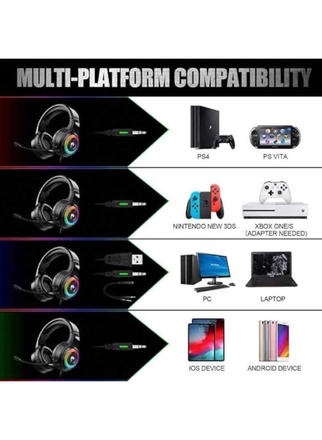 F2 Professional Gaming Headset - Surround Sound, Noise-Canceling Microphone, and LED Lighting - Image 3