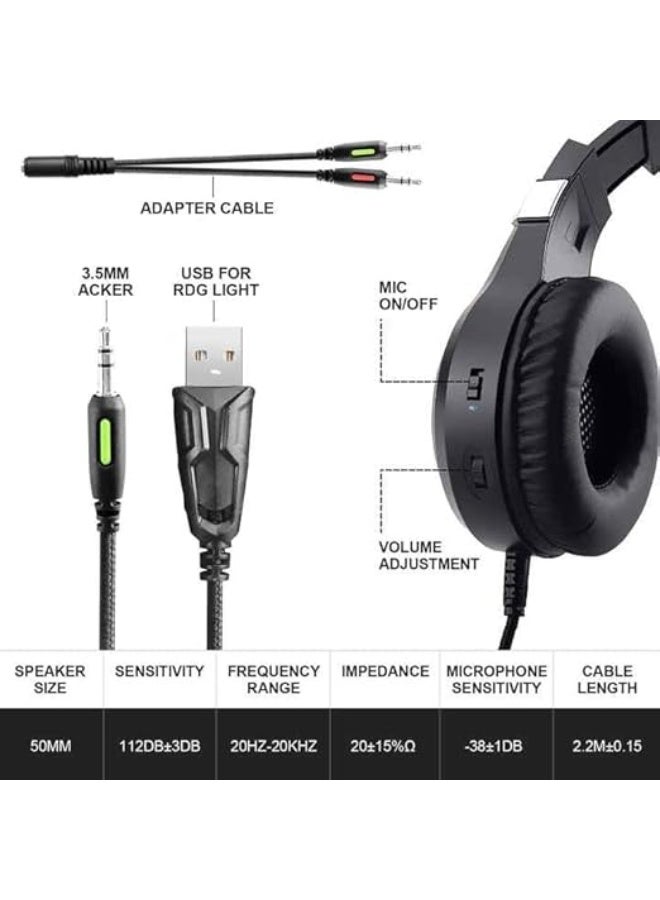 F2 Professional Gaming Headset - Surround Sound, Noise-Canceling Microphone, and LED Lighting - Image 5