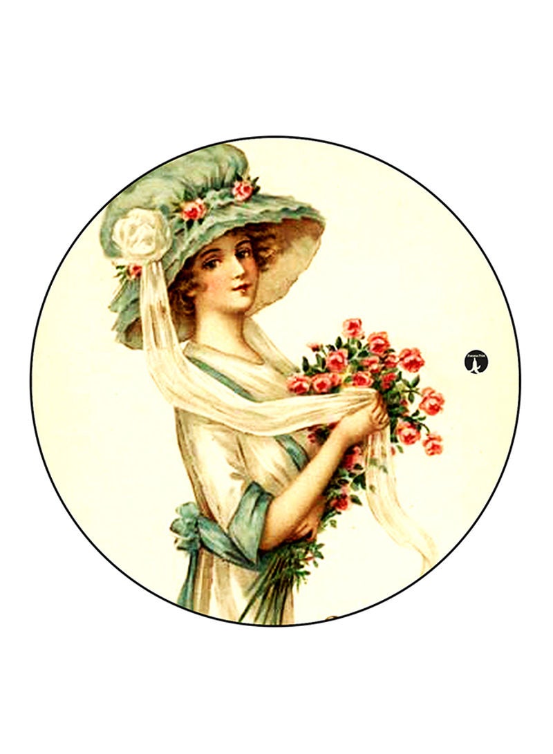 Vintage Art Printed Mouse Pad  Round  Multicolour