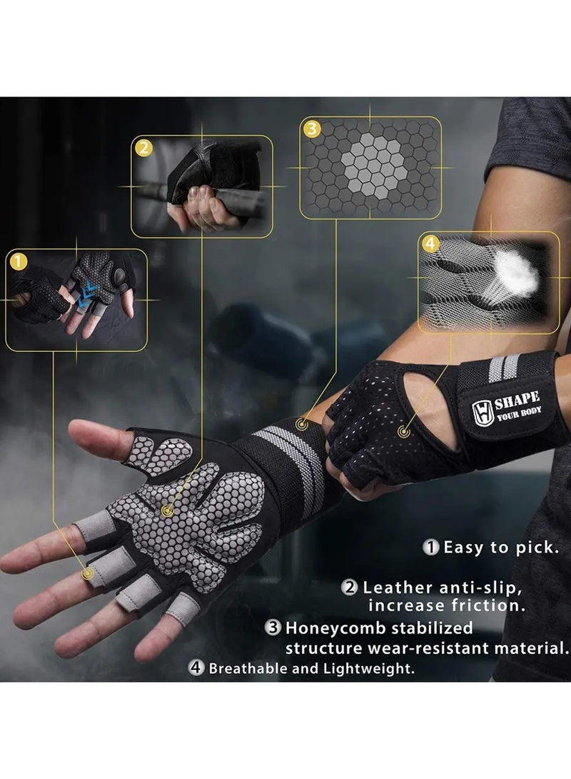 Generic 1-Pair Weight Lifting Gloves - Workout Gloves for Men and Women, Cycling Gloves with Wrist Straps, Breathable Fingerless Exercise Gloves for Weight Training, Pull Up, Gym Fitness, Home Work Out(Size L)  - Image 2