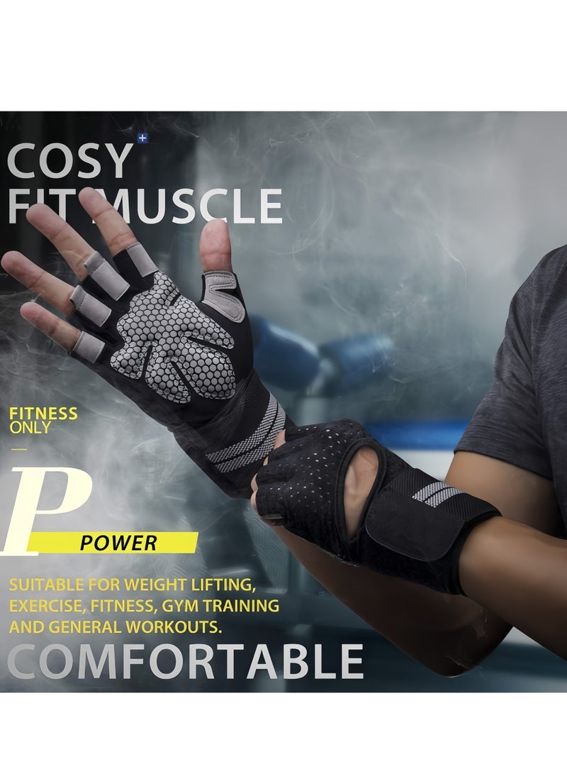 Generic 1-Pair Weight Lifting Gloves - Workout Gloves for Men and Women, Cycling Gloves with Wrist Straps, Breathable Fingerless Exercise Gloves for Weight Training, Pull Up, Gym Fitness, Home Work Out(Size L)  - Image 5