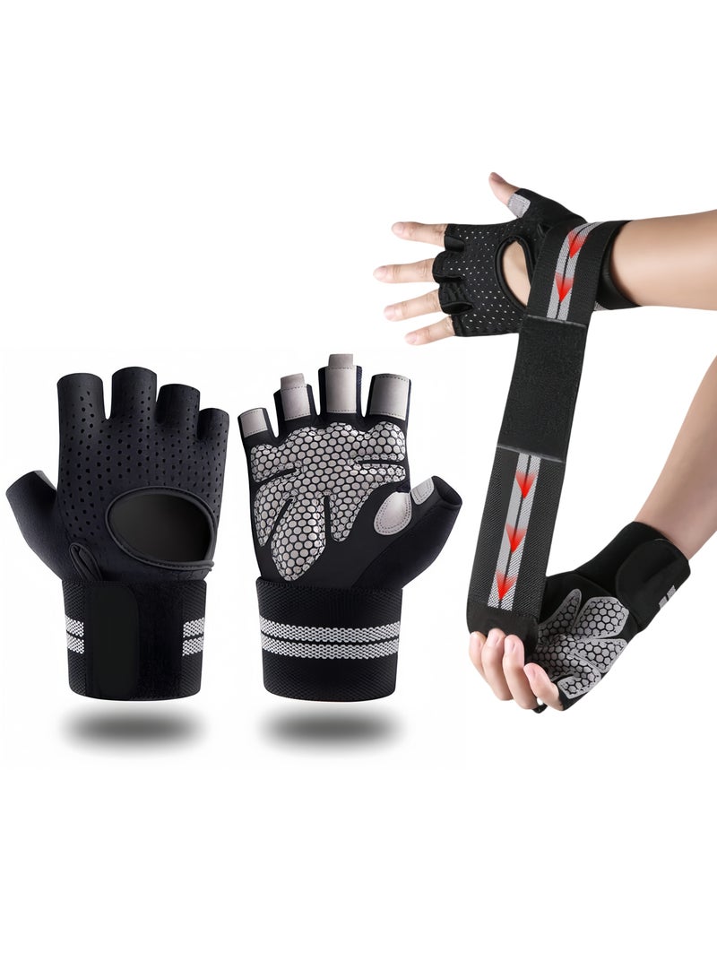 Generic 1-Pair Weight Lifting Gloves - Workout Gloves for Men and Women, Cycling Gloves with Wrist Straps, Breathable Fingerless Exercise Gloves for Weight Training, Pull Up, Gym Fitness, Home Work Out(Size L)  - Image 1