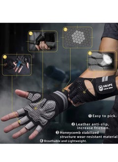 Generic 1-Pair Half-Finger Fitness Gloves for Men Women, Polyester Material Wrist Wrap, Support Workout Power Weight Lifting Equipment, Sports Training Gloves with Wrist  - Image 2