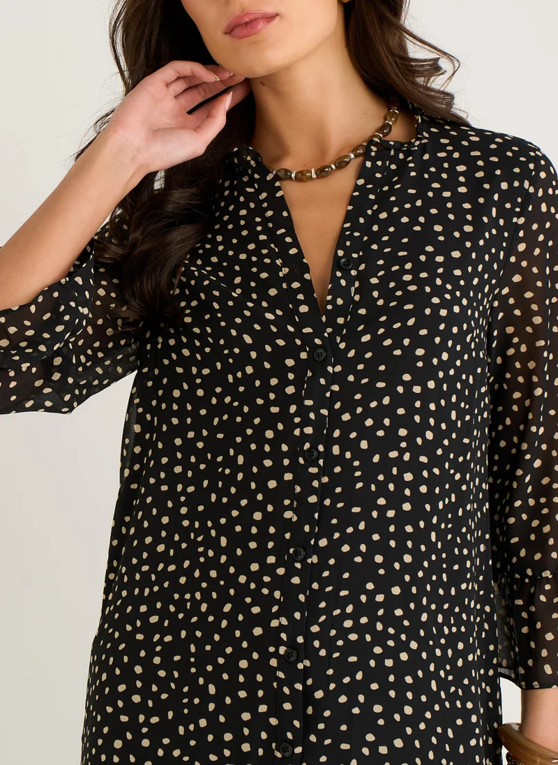 Gini London  Black Animal Spot Shirt Mini Dress for Women | Best Price UAE