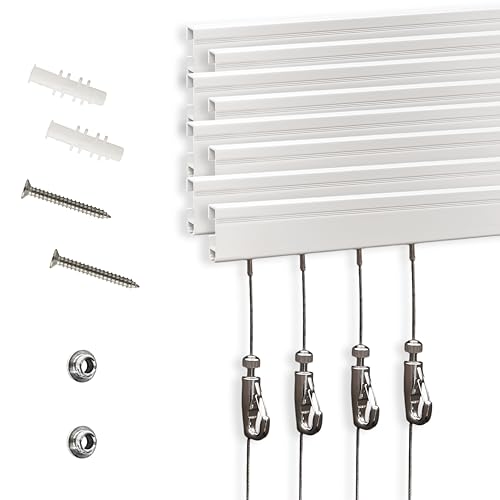 NACETURE Picture Rail Hanging System – 8 Pack Picture Hanging Kit Including 8 Pcs 24" Picture Rails, 8 Pcs 2M Picture Haning Wire Hooks – Elegant Art Hanging System for Gallery, House, Decor - Image 1