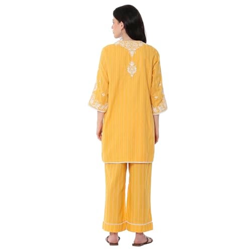 Biba بيبا مجموعة كورتا قطنية للنساء، السفلية (SKDSHRSUM10639SS25LAV_Yellow, Medium) - Image 4